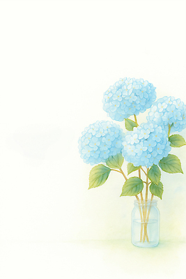 식물 계절 꽃 컬러 병_용기 내부 감각 생태계 파일형식 수국 유리병 파란색 자연 정원 장식 부드러움 여름 뷰티풀 색감 백그라운드 실내 감정 화초 조화 JPG 일러스트 국내일러스트