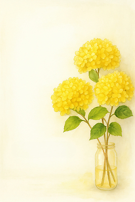 식물 디자인 꽃 컬러 컨셉 병_용기 문화예술 젖음 감각 생태계 파일형식 노란색 수국 유리병 자연 장식 인테리어 따뜻함 평화 그림 미술 생화 리빙 촉촉함 뷰티풀 부드러움 JPG 일러스트 국내일러스트