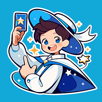 캐릭터 별 어린이 상징 포즈 일러스트 모션 동화 미소 손짓 소년 매력적 마법사 화려 즐거움 파란배경 마법 환상 국내일러스트 AI파일 자연요소 남자 감정 백그라운드 컨셉 표정 사람 파란색 파일형식 벡터