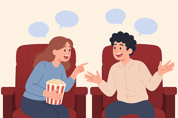 의자 일러스트 이야기 대화 웃음 여러명 친구 놀람 만남 체험 편안함 영화관 영화 즐거움 팝콘 소통 영화감상 국내일러스트 AI파일 감정 가구 다수 컨셉 관계 문화예술 표정 말하기 사람 감상 감각 극장 파일형식 벡터