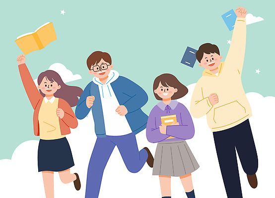 학생 감정 일러스트 교실 학교 모션 청소년 하늘 웃음 책 친구 학습 교사 모임 에너지 자유 즐거움 혼자 국내일러스트 AI파일 직업 교육 컨셉 관계 표정 사람 파일형식 벡터