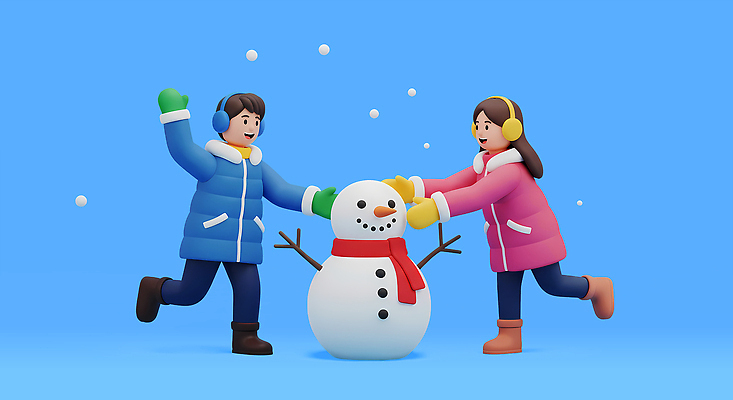 PSD 편집이미지 행복 하늘색 겨울 눈사람 놀이 웃음 여러명 산책 즐거움 코코아 편집3D 계절 감정 음료 다수 휴식 표정 사람 파란색 3D 파일형식