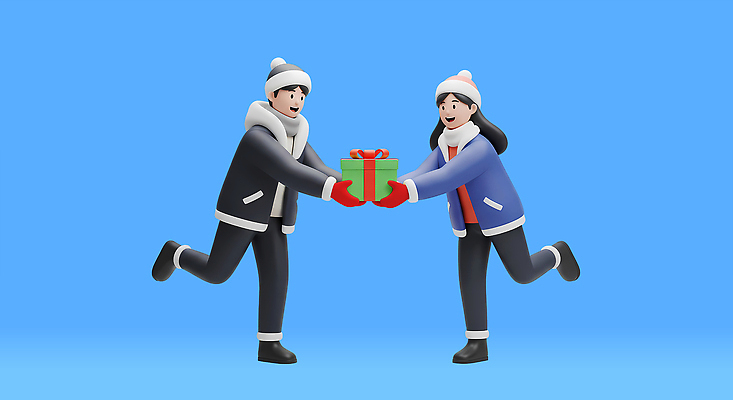 PSD 편집이미지 행복 겨울 따뜻함 선물 사람 친구 축제 외투 기쁨 즐거움 나눔 소통 교감 편집3D 계절 감정 컨셉 상의 관계 3D 파일형식