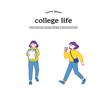 학생 여자 음료 일러스트 모션 수업 생활 친구 학습 걷기 모임 자유 즐거움 대학교 문서 소통 국내일러스트 AI파일 교육 감정 컨셉 학교 관계 사람 파일형식 벡터