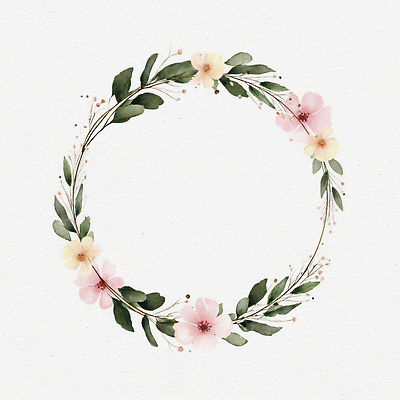 도형 식물 컬러 결혼 컨셉 생태계 파일형식 꽃 테두리 디자인 백그라운드 원형 자연 초록색 감성 수채화 그림 계절 장식 화사함 잎 결혼식 배너 이벤트 일러스트 국내일러스트 JPG