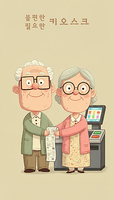 커플 여자 교육 노년 남자 감정 컨셉 관계 표정 성인 금융 파일형식 키오스크 할아버지 할머니 영수증 부부 웃음 편리함 기술 순간 따뜻함 학습 세대 사랑 즐거움 모션 일러스트 국내일러스트 JPG