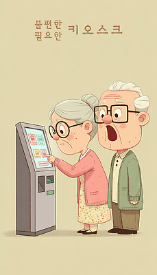 여자 교육 노년 남자 감정 컨셉 관계 표정 성인 라이프 파일형식 할머니 할아버지 기계 키오스크 기술 놀람 어려움 일상 입력 전자제품 학습 소통 도움 가족 표현 일러스트 국내일러스트 JPG