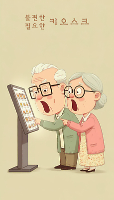 교육 감정 컨셉 관계 표정 말하기 성인 파일형식 키오스크 노년 기술 놀람 메뉴 학습 대화 생활 디지털 편리함 친구 가족 체험 디자인 의사소통 도전 심플 일러스트 국내일러스트 JPG