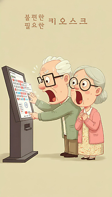 감정 컨셉 관계 모션 표정 성인 라이프 파일형식 키오스크 노년 기술 당황 놀람 스크린 그리기 커플 일상 혼란 도움 이해 서비스 편리함 디지털 혁명 일러스트 국내일러스트 JPG