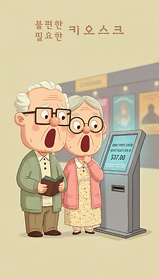 커플 감정 표정 사람 성인 극장 파일형식 부부 노년 영화관 티켓 가격 놀람 지갑 관람 포스터 문화 취미 모션 영상 상영 예약 군중 일러스트 국내일러스트 JPG