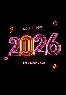 편집이미지 감정 컨셉 이벤트 연도 파일형식 2026년 새해 축제 네온 조명 기념일 생동감 화려 컬러 디자인 행복 기념 장식 JPG 병오년 이미지편집