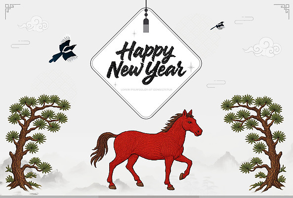 나무 동물 템플릿 아시아 컨셉 파일형식 새해 말_게임 소나무 장식 조류 예술 축하 컬러 디자인 문화 전통 한국 그림 이미지템플릿 PSD