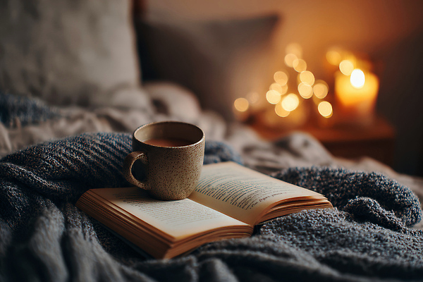 계절 음료 컨셉 대화 감각 CG 파일형식 커피 책 담요 방 편안함 빛 독서 겨울 휴식 분위기 차분 준비 수다 시간 편집이미지 편집실사 JPG