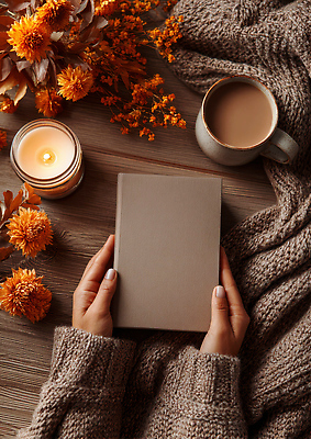 주간 식물 컬러 컨셉 상의 초 감각 CG 생태계 파일형식 아침 책 촛불 주황색 꽃 스웨터 따뜻함 편안함 자연 휴식 독서 음료 오브젝트 편집이미지 편집실사 JPG 의료성형뷰티