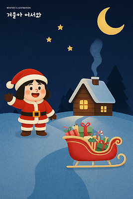 PSD 캐릭터 행복 별 어린이 크리스마스 겨울 일러스트 주택 선물 풍경 장식 크리스마스트리 산타클로스 축제 달 썰매 소원 국내일러스트 자연요소 계절 기념일 감정 사람 건물 파일형식
