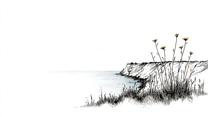 식물 계절 꽃 바다 태양 생태계 파일형식 해변 절벽 들꽃 자연 풍경 고요 여름 햇빛 뷰티풀 페인트 예술 일러스트 국내일러스트 JPG