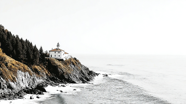 자연요소 계절 길 바다 날씨 노을 생태계 파일형식 등대 해변 절벽 자연 풍경 파도 하늘 여름 조용 여행 산책로 고요 바람 일출 탐방 일러스트 국내일러스트 JPG