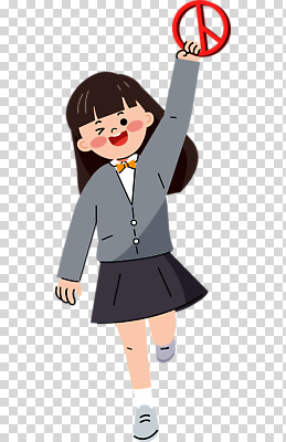 편집이미지 학생 기호 행복 교복 상징 컬러 포즈 학교 이야기 미소 소녀 평화 걷기 표현 긍정 PNG 문자 옷 여자 교육 감정 어린이 컨셉 모션 표정 파일형식