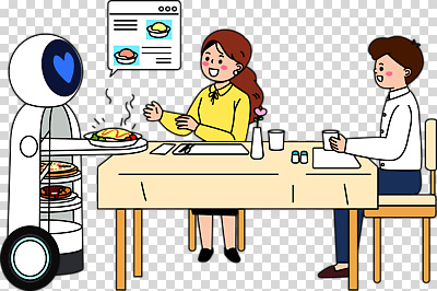편집이미지 탁자 기술 대화 식사 카페 직장인 고객 로봇 서비스 PNG 편리함 음식배달 AI_인공지능 배달로봇 직업 가구 컨셉 말하기 상점 배송 파일형식