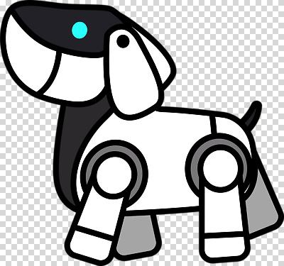 동물 편집이미지 캐릭터 디자인 기술 파란색 반려동물 귀여움 검은색 흰색 강아지 제조 로봇 그림 PNG 컬러 컨셉 개 파일형식