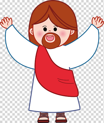 편집이미지 캐릭터 행복 종교 포즈 웃음 기쁨 표현 예수 그림 환영 흰옷 PNG 양팔 빨간띠 옷 감정 스포츠용품 표정 끈 신_종교 파일형식