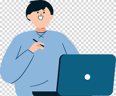편집이미지 남자 기술 표정 웃음 사람 컴퓨터 사무실 펜 환경 디지털 업무 작업 집중 즐거움 온라인 PNG 감정 컨셉 비즈니스 전자제품 필기구 파일형식