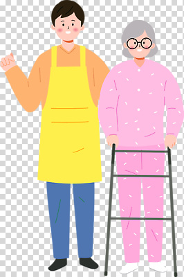 옷 감정 컨셉 관계 표정 사람 성인 라이프 파일형식 남자 노년 앞치마 잠옷 웃음 보조기 가족 지원 자녀 사랑 일상 도움 소통 편집이미지 PNG