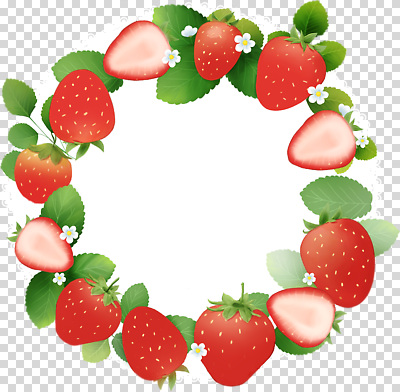 도형 식물 계절 컬러 컨셉 과일 생태계 파일형식 딸기 화사함 테두리 디자인 신선 초록색 잎 자연 원형 장식 여름 편집이미지 PNG