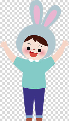편집이미지 행복 어린이 모션 놀이 표정 웃음 상반신 귀여움 아기 토끼 머리띠 즐거움 PNG 감정 컨셉 장신구 포유류 사람 반려동물 파일형식