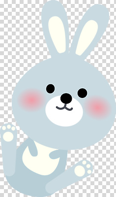 동물 편집이미지 캐릭터 손 얼굴 포즈 파란색 귀여움 아기 토끼 인사 PNG 컬러 컨셉 포유류 사람 신체부위 반려동물 예절 파일형식