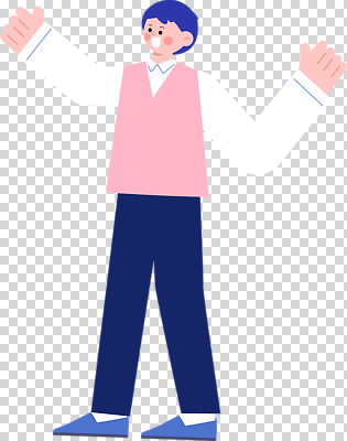 옷 감정 컬러 하의 표정 사람 신체부위 외투 파일형식 남자 미소 분홍색 조끼 바지 캐주얼 행복 포즈 손 웰컴 스타일 편집이미지 PNG