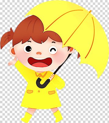 편집이미지 캐릭터 패션 어린이 우산 모션 놀이 웃음 장난감 노란색 기쁨 표현 아기 어린이날 외출 우비 PNG 옷 기념일 감정 컬러 표정 사람 파일형식