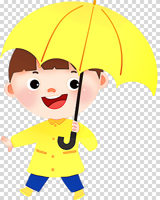 편집이미지 행복 어린이 우산 날씨 웃음 노란색 보호 즐거움 외출 장면 우비 일과 PNG 옷 감정 컬러 컨셉 표정 사람 파일형식