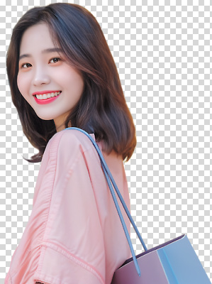 편집이미지 헤어스타일 패션 분홍색 포즈 미소 웃음 소녀 일상 여름 쇼핑 쇼핑백 자유 즐거움 블라우스 PNG 계절 여자 감정 어린이 컬러 컨셉 상의 가방 표정 라이프 파일형식