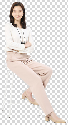 모델 편집이미지 패션 포즈 의자 스튜디오 표정 미소 앉기 촬영 흰색 자신감 블라우스 PNG 스타일 감정 컬러 가구 상의 모션 파일형식