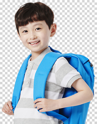 편집이미지 손 어린이 가방 실내 표정 밝음 미소 웃음 소년 파란색 즐거움 백팩 PNG 잡화 남자 감정 컬러 사람 내부 신체부위 파일형식