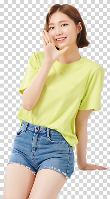옷 계절 여자 어린이 컨셉 바지 표정 감각 파일형식 소녀 청반바지 밝음 미소 여름 귀여움 캐주얼 패션 스타일 청춘 활발 편안함 편집이미지 PNG