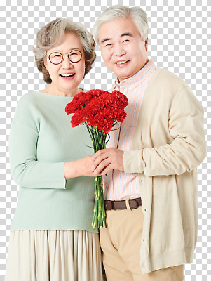 편집이미지 커플 패션 꽃 행복 가족 따뜻함 표정 사랑 웃음 노부부 기쁨 연령 카네이션 PNG 소통 세련 식물 부부 감정 컨셉 관계 파일형식