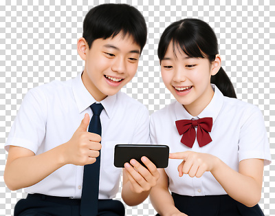 편집이미지 학생 여학생 교복 남학생 학교 웃음 여름 친구 스마트폰 학습 스크린 기쁨 즐거움 PNG 소통 반응 옷 계절 여자 교육 남자 감정 컨셉 관계 표정 핸드폰 스마트기기 파일형식