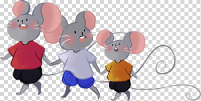 감정 컨셉 관계 모션 표정 설치류 파일형식 쥐 캐릭터 손잡기 걷기 웃음 귀여움 컬러 옷 친구 가족 행복 장면 표현 편집이미지 PNG