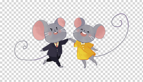 감정 컬러 컨셉 관계 모션 문화예술 표정 설치류 파일형식 쥐 커플 춤 즐거움 웃음 손잡기 귀여움 캐릭터 노란색 검은색 행복 옷 편집이미지 PNG