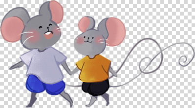 감정 컨셉 셔츠 관계 모션 하의 설치류 파일형식 쥐 동물 즐거움 행복 걷기 손잡기 친구 캐릭터 귀여움 컬러 티셔츠 바지 편집이미지 PNG