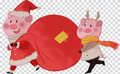 기념일 감정 컨셉 크리스마스 포유류 관계 사람 공휴일 파일형식 돼지 산타클로스 선물 귀여움 봉투 친구 즐거움 연휴 축제 캐릭터 어린이 컬러 편집이미지 PNG