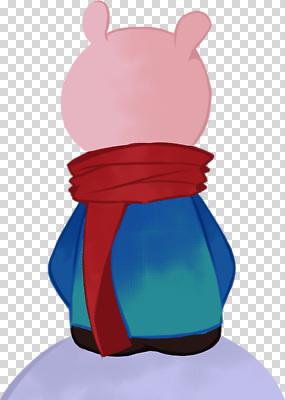 식물 계절 뷰포인트 컬러 컨셉 목도리 파일형식 캐릭터 스카프 겨울 뒷모습 오브젝트 파란색 빨간색 귀여움 풍경 나무 따뜻함 소중 편집이미지 PNG