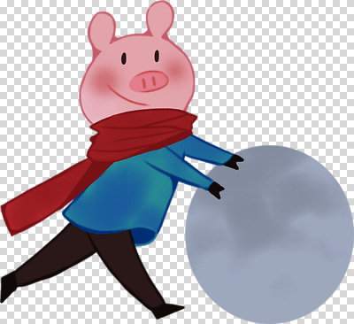 잡화 계절 감정 새끼 컨셉 상의 눈_날씨 돼지 파일형식 아기돼지 겨울 눈덩이 목도리 캐릭터 즐거움 놀이 외투 컬러 귀여움 모션 풍경 동심 편집이미지 PNG