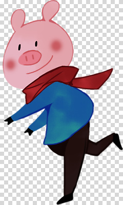 감정 컨셉 포유류 모션 표정 목도리 파일형식 돼지 캐릭터 스카프 달리기 즐거움 귀여움 컬러 웃음 팬시 디자인 표현 상상력 편집이미지 PNG