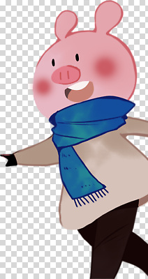 계절 감정 새끼 컨셉 표정 목도리 돼지 파일형식 아기돼지 겨울 스카프 귀여움 행복 미소 캐릭터 즐거움 컬러 웃음 편집이미지 PNG