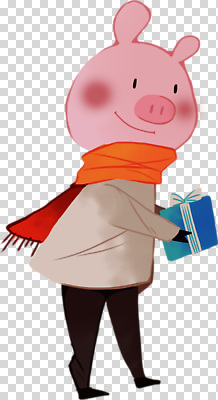 계절 감정 컬러 컨셉 포유류 표정 목도리 파일형식 돼지 캐릭터 스카프 책 웃음 귀여움 겨울 행복 파란색 편집이미지 PNG