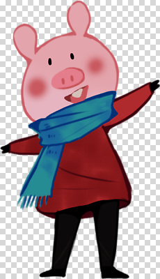 감정 포유류 표정 사람 목도리 파일형식 돼지 캐릭터 웃음 스카프 컬러 행복 어린이 디자인 표현 동물 편집이미지 PNG