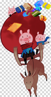 계절 감정 새끼 컨셉 2 사람 목도리 돼지 파일형식 아기돼지 순록 겨울 선물 스카프 즐거움 만화 동물 운반 두마리 백그라운드 어린이 귀여움 편집이미지 PNG